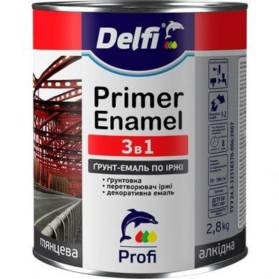 Грунт-емаль по іржі 3 в 1, зелена, ТМ «Delfi» - 2,8 кг