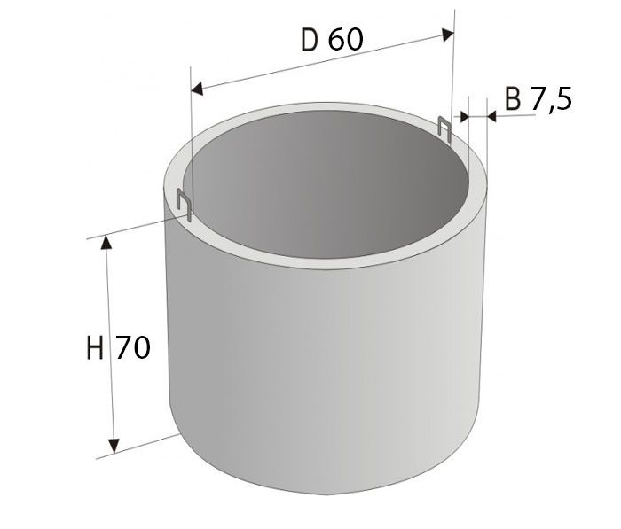 Кільце з/б D 60; H 70; B 7.5  (КС 06-07)