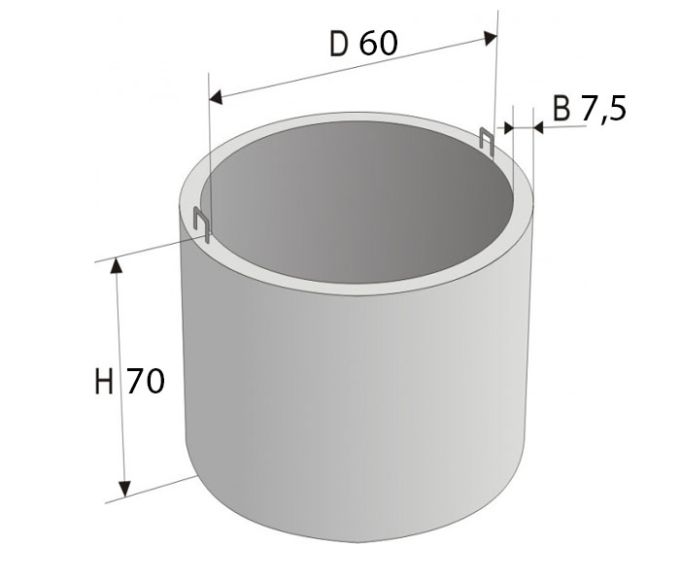 Кільце з/б D 60; H 70; B 7.5  (КС 06-07)