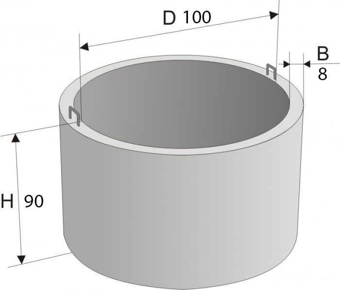 Кольцо ж/б D 100; H 90; B 8 (КС 10-09)