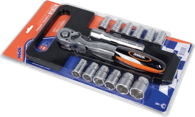 Набір насадок торцевих Cr-V з тріскачкою 1/4'', 15шт