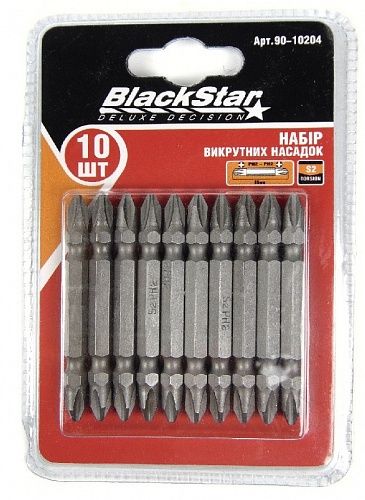 Біти Ph2-Ph2x65 мм, TORSION, S2-сталь, 10шт, "BlackStar"