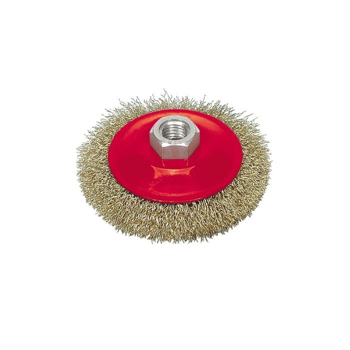 Щітка - крацовка VOREL плоска з гайкою М14, Ø-100мм підсилені