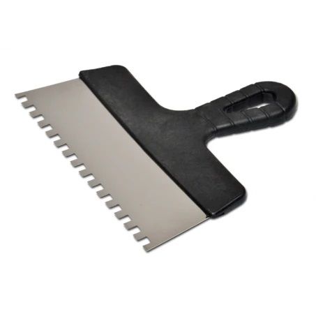 Шпатель нержавіючий з пластмасовою ручкою, 200 мм, зуб 6х6 мм