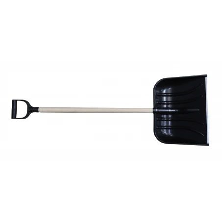 Лопата для снігу пластикова, з алюмінієвою планкою, 370х480 мм, з держаком 1 м та пластиковою ручкою