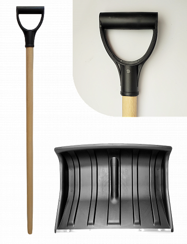 Лопата снігоприбиральна пластикова чорна + дерев`яний держак, RAMP (Польща) ПТ-9303