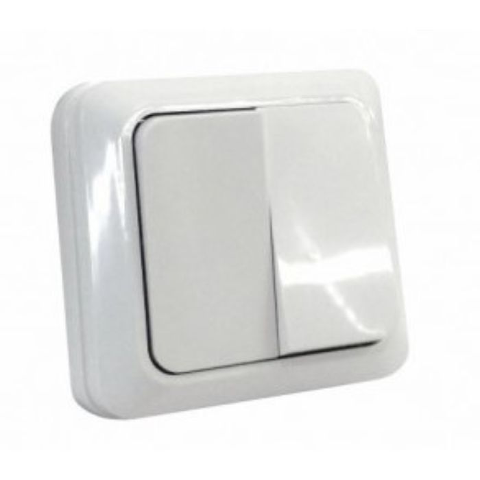 Вимикач двухклавішний накладний білий (10)