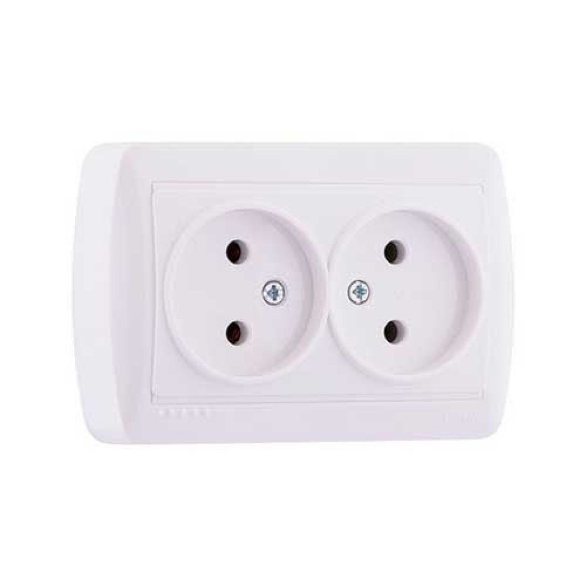 Розетка подвійна без заземлення накладна біла
