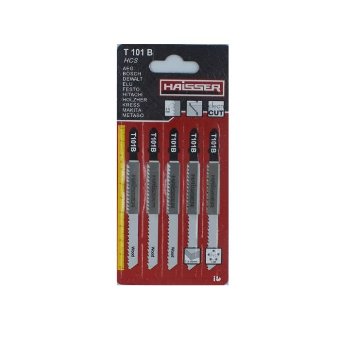 Пилочне полотно HAISSER T 101 B - н-р 5 шт, 75 мм, м"яка деревина, столярна плита, ДСП, ДВП, матері