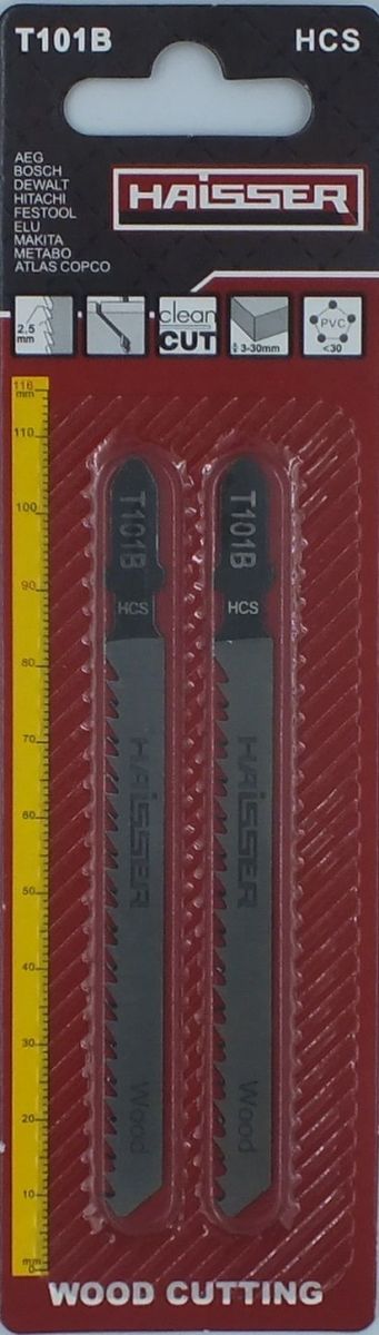 Пилочне полотно HAISSER T 101 B - н-р 2 шт, 75 мм, м"яка деревина, столярна плита, ДСП, ДВП, матері