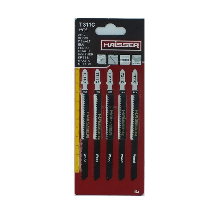 Пилочне полотно HAISSER T311С - н-р 5 шт,126 мм,м"яка деревина(4-65 мм),ДСП,столярна плита,ДВП,розв