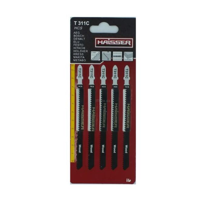 Пилочне полотно HAISSER T311С - н-р 5 шт,126 мм,м"яка деревина(4-65 мм),ДСП,столярна плита,ДВП,розв