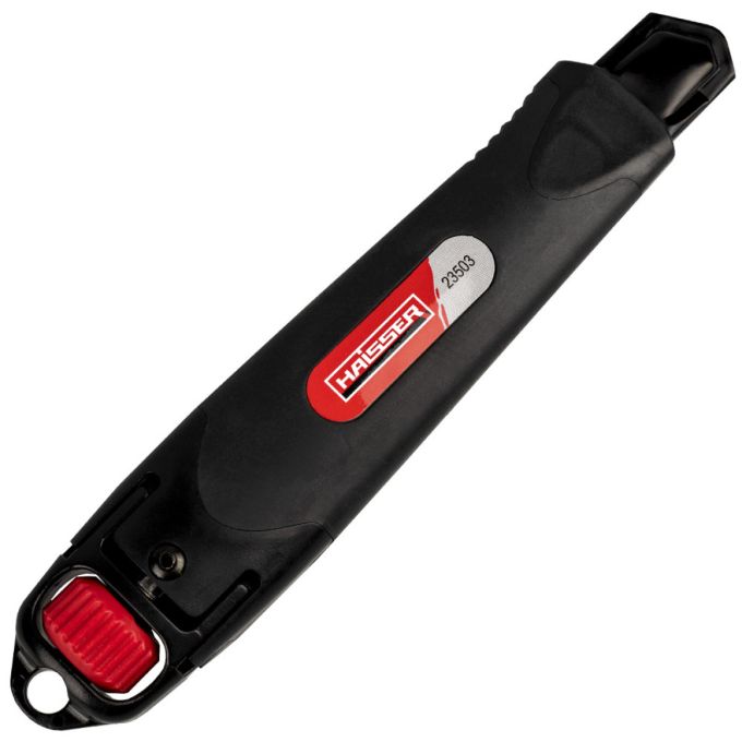 Ніж пластиковий посилений, 18 мм, сегментоване лезо, гумові вставки, навантаження 60 кг, ¶HAISSER