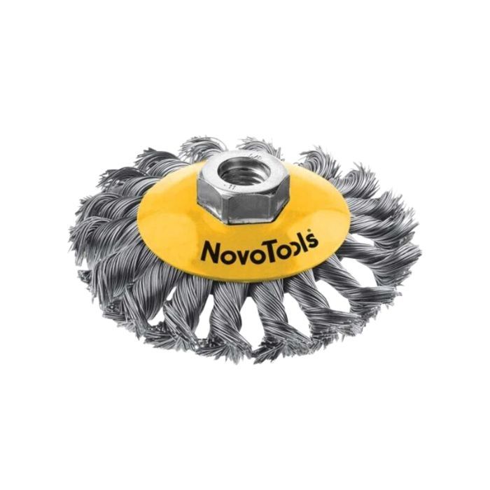 Щітка конусна NovoTools, плет. сталь, 125мм