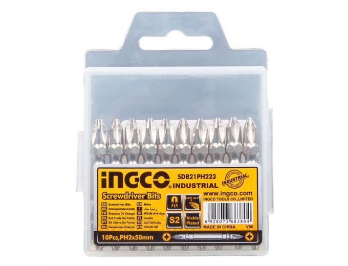 Біти S2 двосторонні PH2x50 мм, 10 шт INGCO
