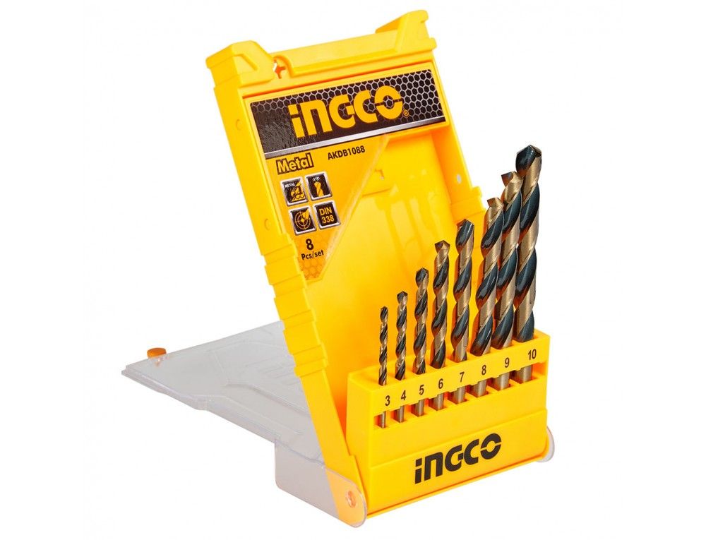 Набір свердл по металу 8 шт. 3–10 мм INGCO