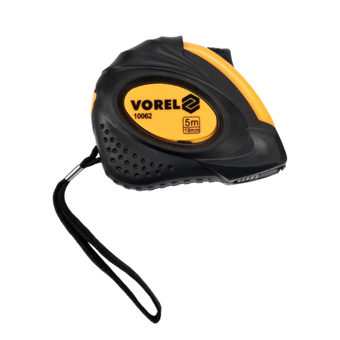 Рулетка з метричною шкалою VOREL : l= 5 м, w= 19 мм, 2 фіксатори