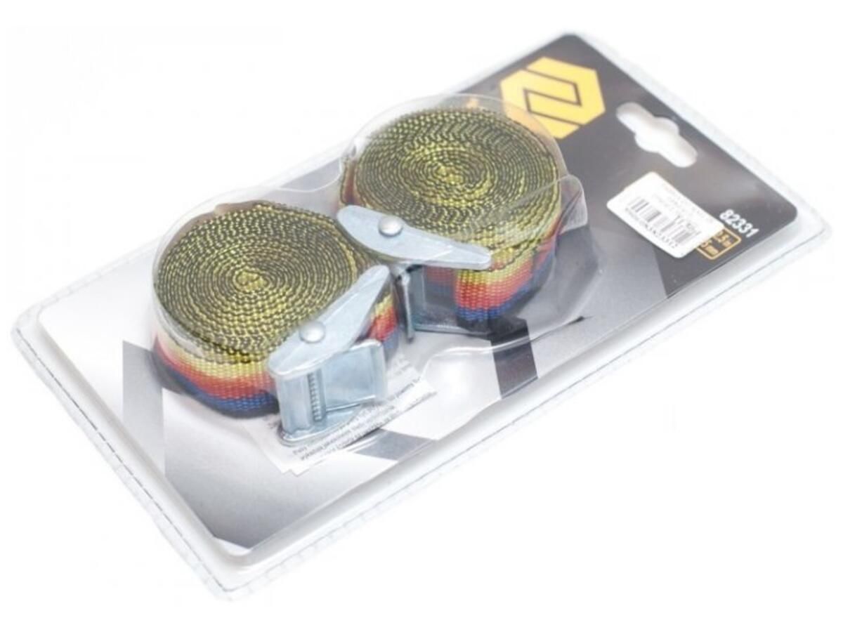 Ремінь для кріплення багажу VOREL, зажим, фіксатор, 25мм х 250см 2шт.