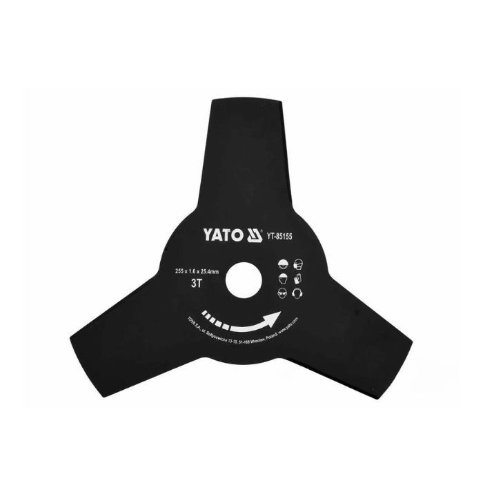 Нож 3-зубный YATO: Ø=255х25.4 мм для газонокосилок YT-85001, YT-85003