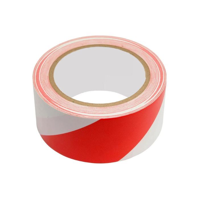 Стрічка сигнальна VIROK 72 мм х 100 м. червоно-біла