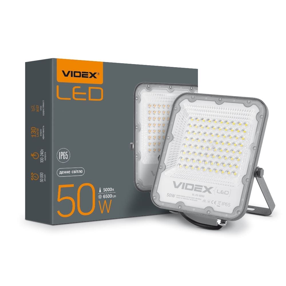 LED прожектор Premium Videx F2 50W 5000K (VL-F2-505G)