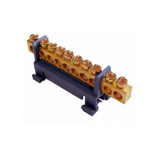 Шина нулевая с изолятором 10 отверстий BC-510 6х9 на ДИН-рейке АСКО-УКРЕМ