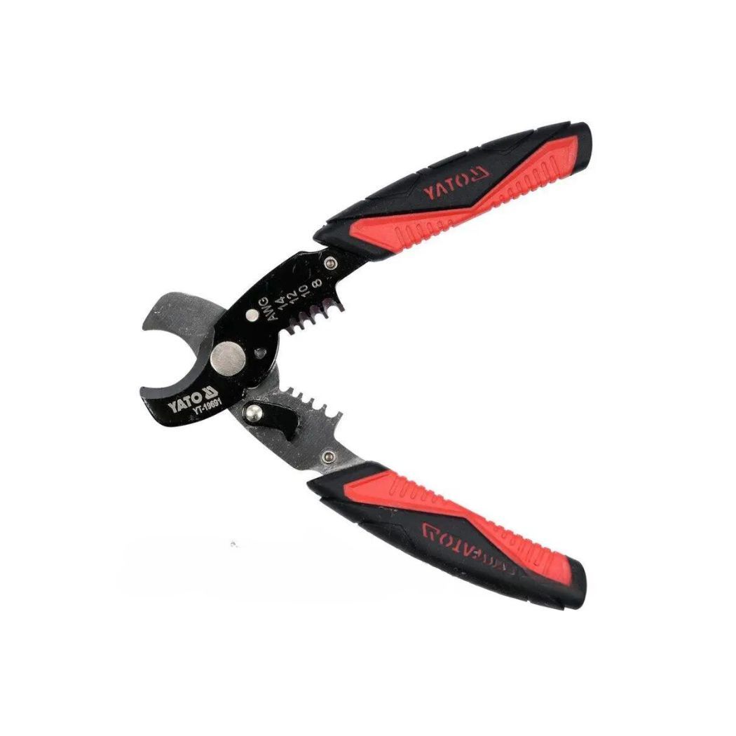 Ножиці для дроту YATO : Ø=10,5/3 мм, зі знімачем ізоляції Ø=1.6-3.2 мм, l=170 мм