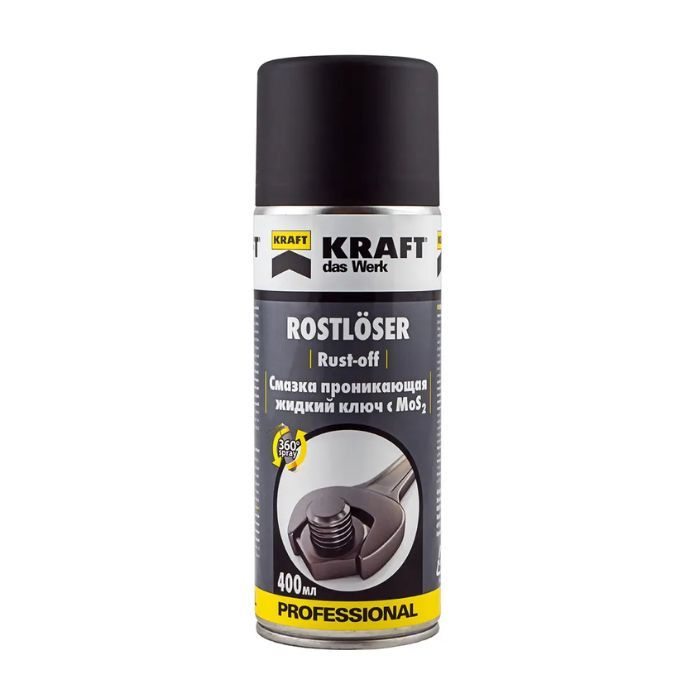 Мастило проникаюче з перетворювачем іржі"Рідкий ключ" з MoS2 ТМ KRAFT в аерозольній упаковці 400 мл.