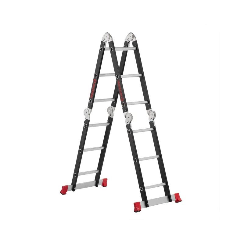 Драбина багатофункціональна трансформер, 4х3 сходинки, сталевий профіль, 3380мм, 150кг