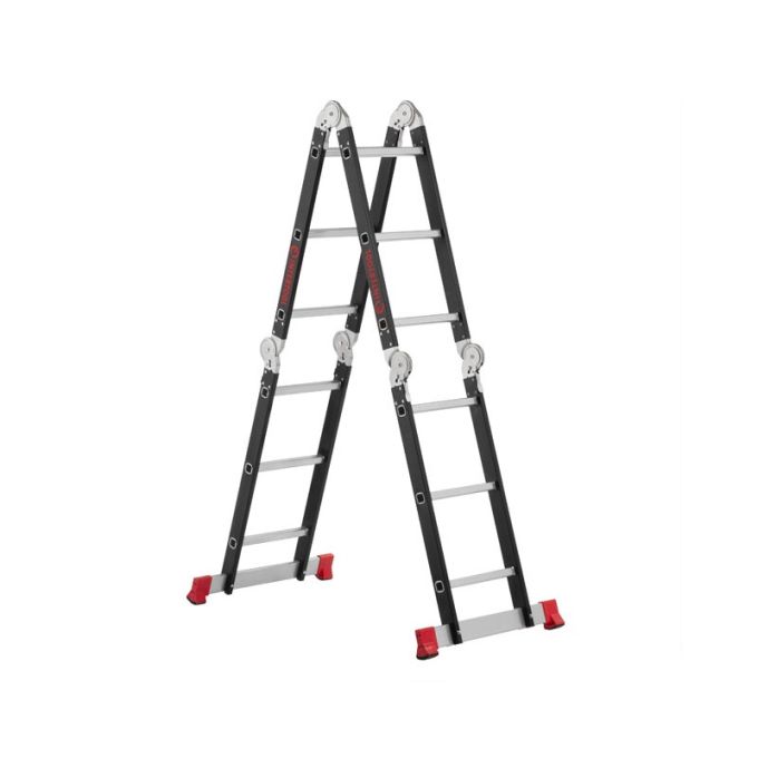 Драбина багатофункціональна трансформер, 4х3 сходинки, сталевий профіль, 3380мм, 150кг