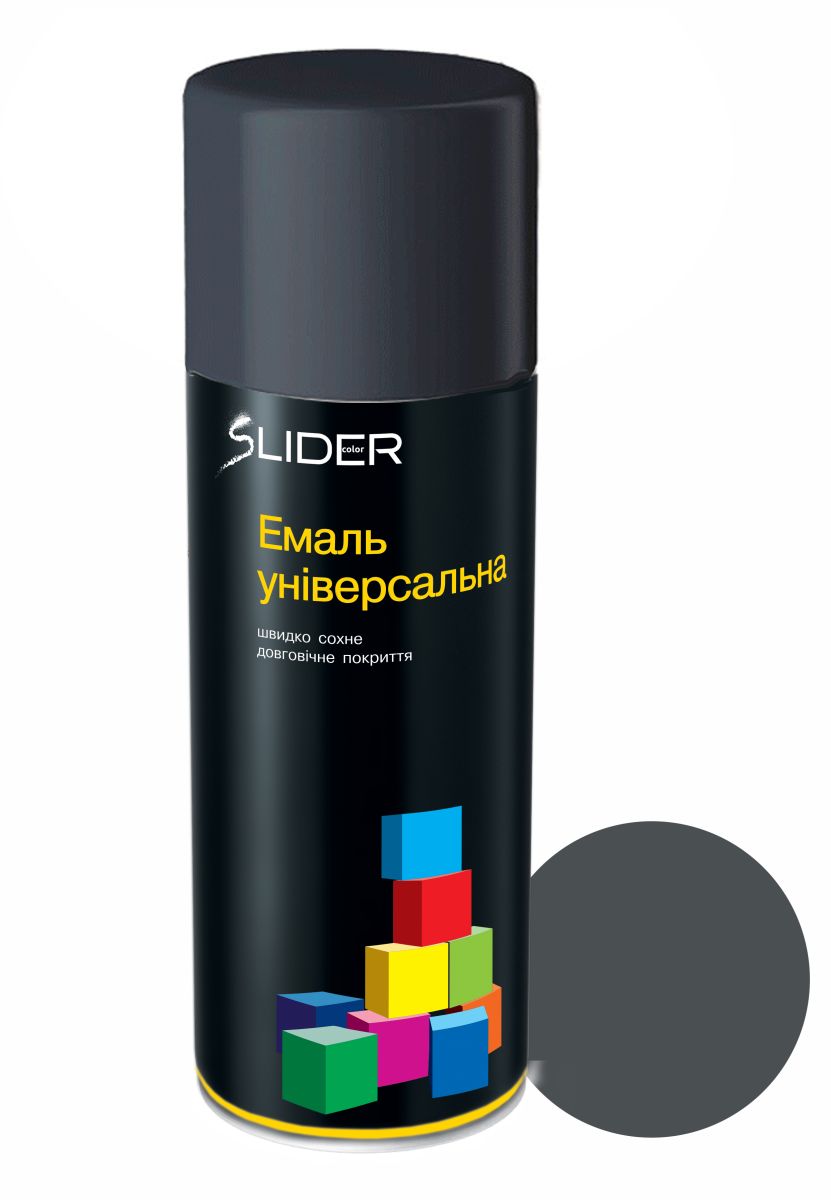 Емаль SLIDER color універ. 7016 сірий антрацит МАТ400мл