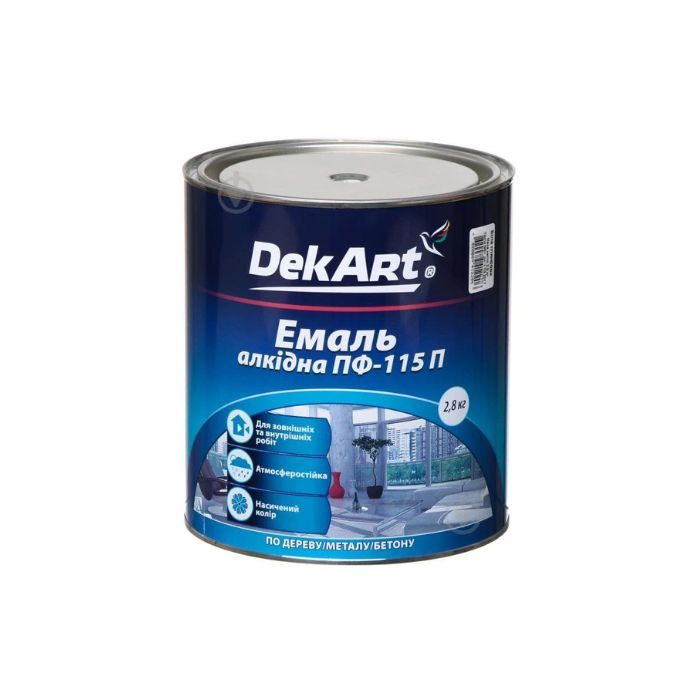 Эмаль алкидная ПФ-115П белая глянцевая ТМ "DekArt" – 2,8 кг.