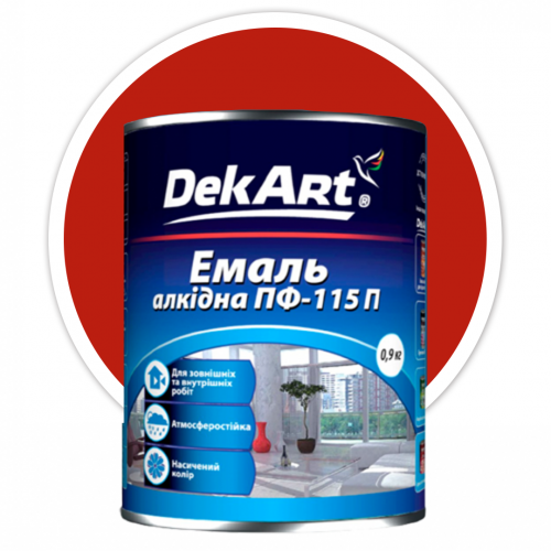 Емаль алкідна ПФ-115П червона ТМ "DekArt" - 2,8 кг.