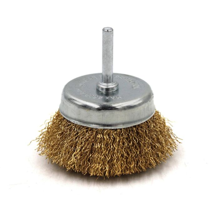 Щітка-крацовка чашкова для дрилі Ø75 мм, рифлена латуньована, ТМ Kubis