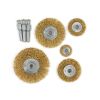 Щітки-крацовка дискові набір 5 шт для дрилі Ø25,30,50,63,75 мм, рифлена латуньована, ТМ Kubis