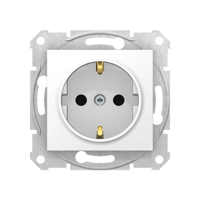 Розетка з/зазем.та з/шторк.біл. Sedna