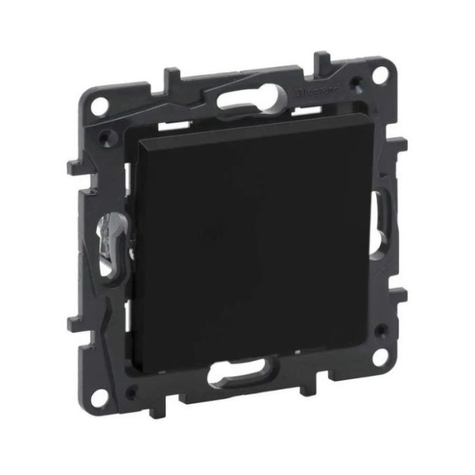 Вимикач одноклавішний 10А автоматичні клеми, колір Чорний NILOE STEP