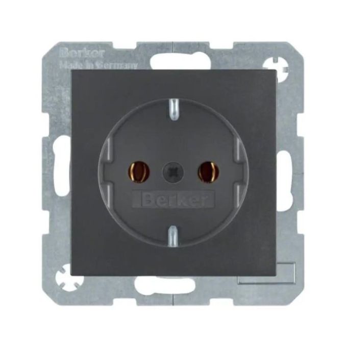 Розетка з з/к, антрацит, 16А/250В B.3/B.7 GLAS