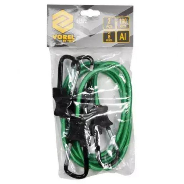 Стяжки еластичні з карабінами VOREL : l= 100 см, Ø=8мм, 2 ш