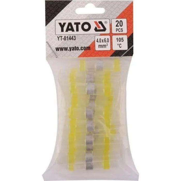 Кембрики термоусадні до 105°C з оловом YATO, для провідників 4-6 мм², 20 шт.