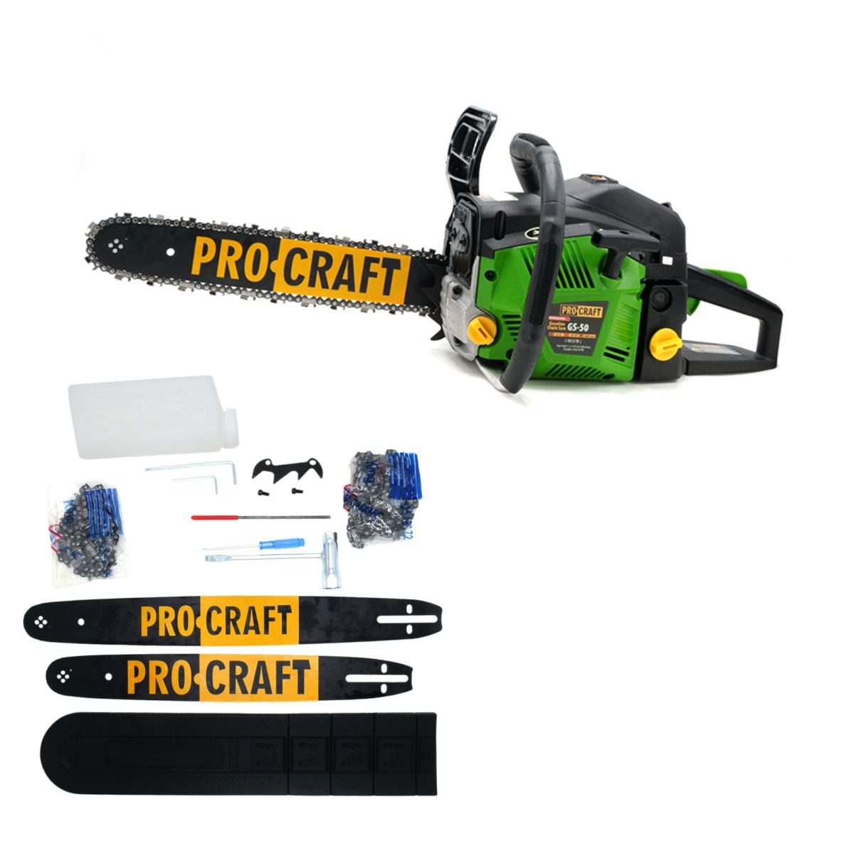 Бензопила Procraft GS50 (2 шина, 2 цепь – 40, 45)