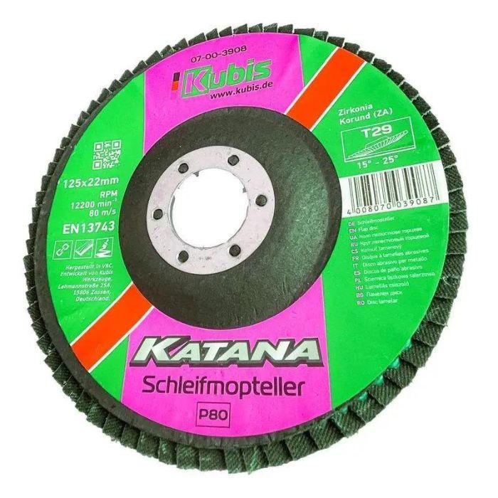 Круг пелюстковий торцовий конічний Т29 Р80, 125*22 мм, Zirconia KATANA