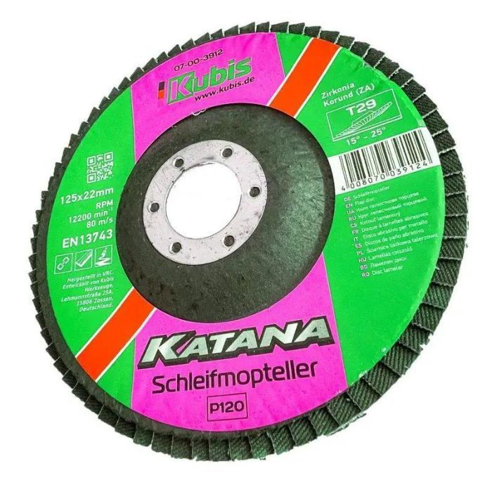 Круг пелюстковий торцовий конічний Т29 Р120, 125*22 мм, Zirconia KATANA