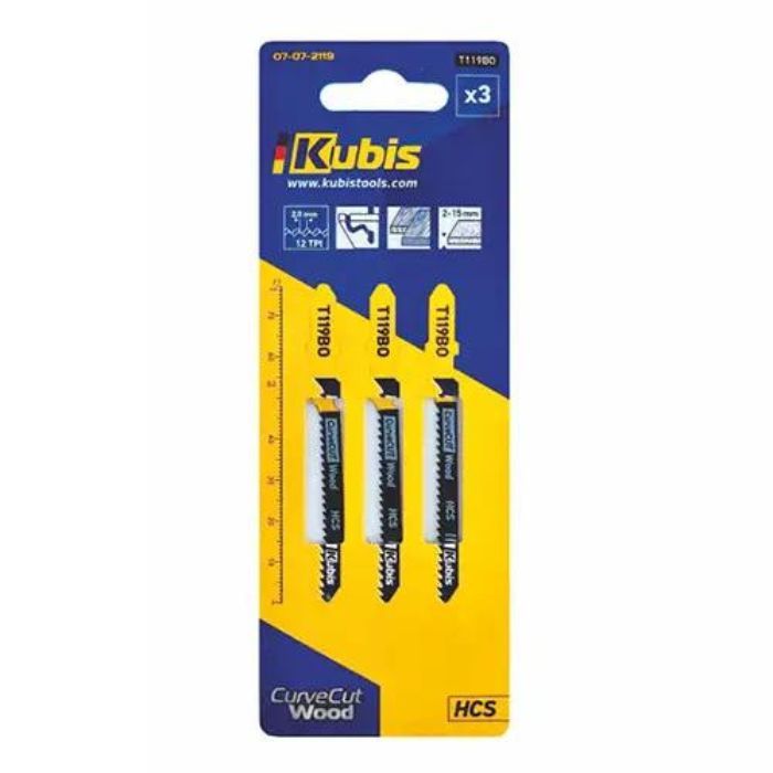 Пильне полотно 3шт. ДСП товщиною до 2-15мм,зуб 2.0 T119BO, ТМ Kubis