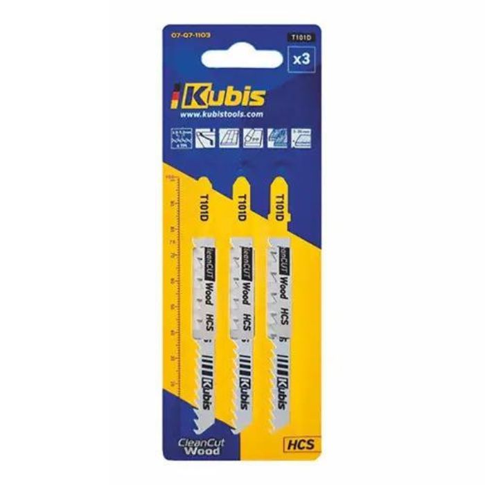 Пильное полотно 3 шт, чистый рез дерево, фанера, ДСП, ламинат, пластик толщиной 3-45 мм, шаг зуба 4., ТМ Kubis