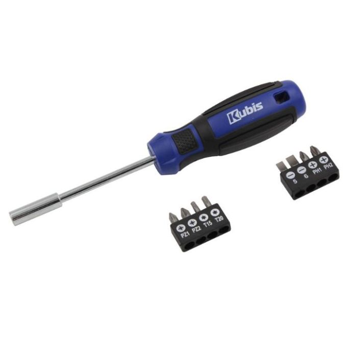 Викрутка 9 насадок, SL5, 6 мм, PH1, 2, PZ1, 2, T15, 20, CrV6150, HRC 51-54