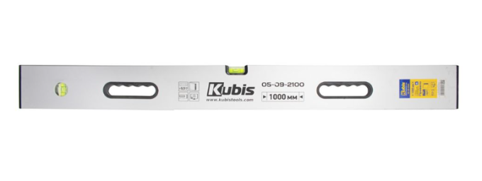 Правило з рівнем і ручками 1000 мм, точність 0,5 мм/м, ребро жорсткості. 100*18 мм, ТМ Kubis