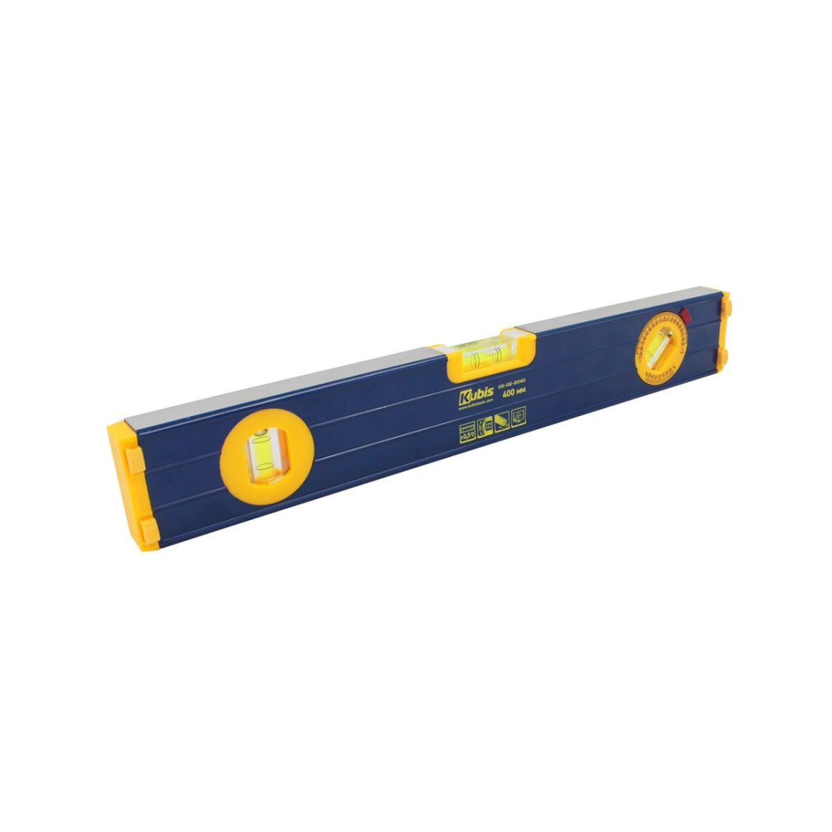 Рівень з ручками 400 мм, точність 0,5 мм/м, регулюєма капсула 360 *, протиковзкі упори, ТМ ТМ Kubis