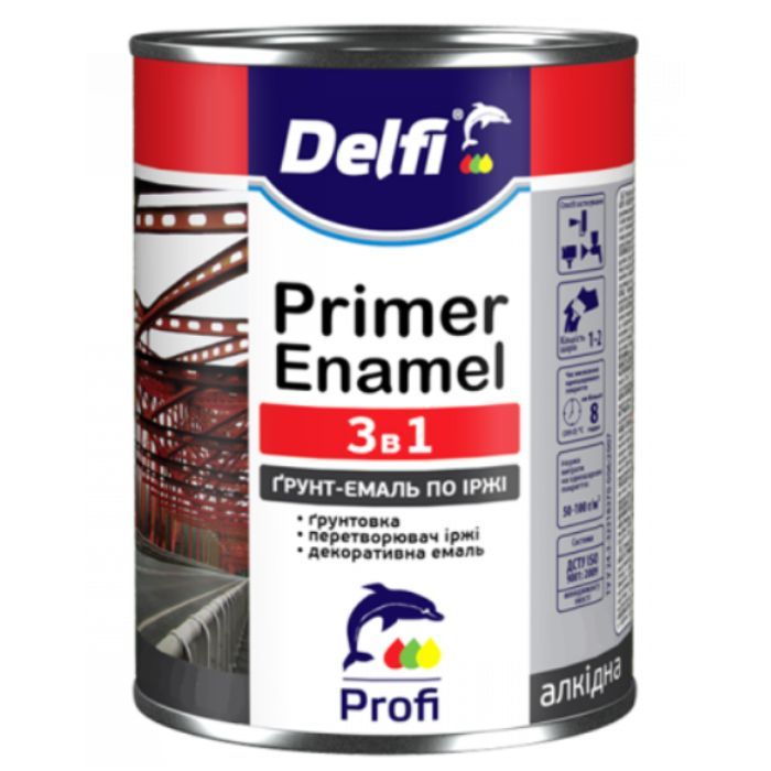 Грунт-емаль по іржі 3 в 1, графіт матова, ТМ «Delfi» - 2,8 кг