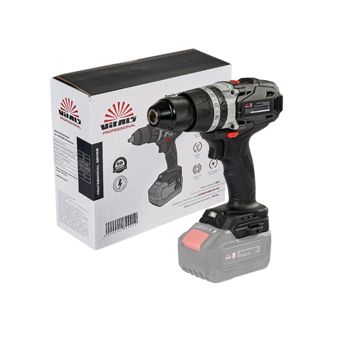 Дриль-шурупокрут акумуляторний Vitals Professional AU 1870 BS SmartLine+